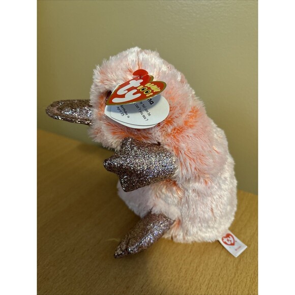 Ty Silk Beanie Boos Pink Silver Glitter Platypus 8” Plush Stuffed Animal Toy NWT - Picture 2 of 9